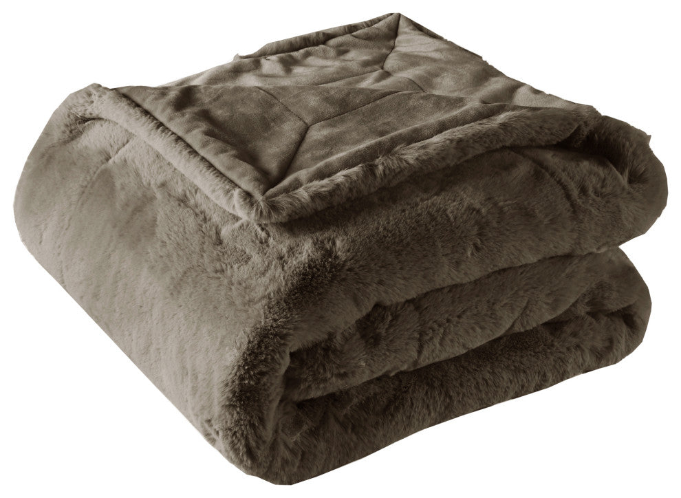 Heavy Faux Fur Throw, Chocolate, 50"x60"
