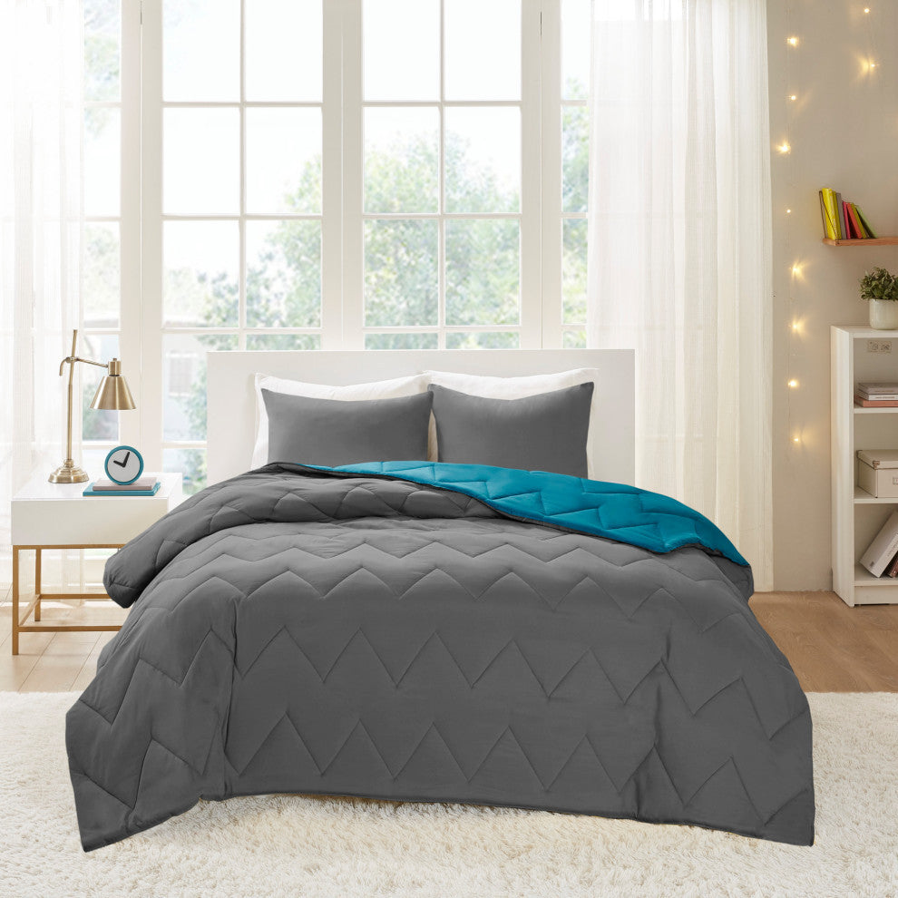 Intelligent Design Microfiber Solid Comforter Mini Set, Full/Queen