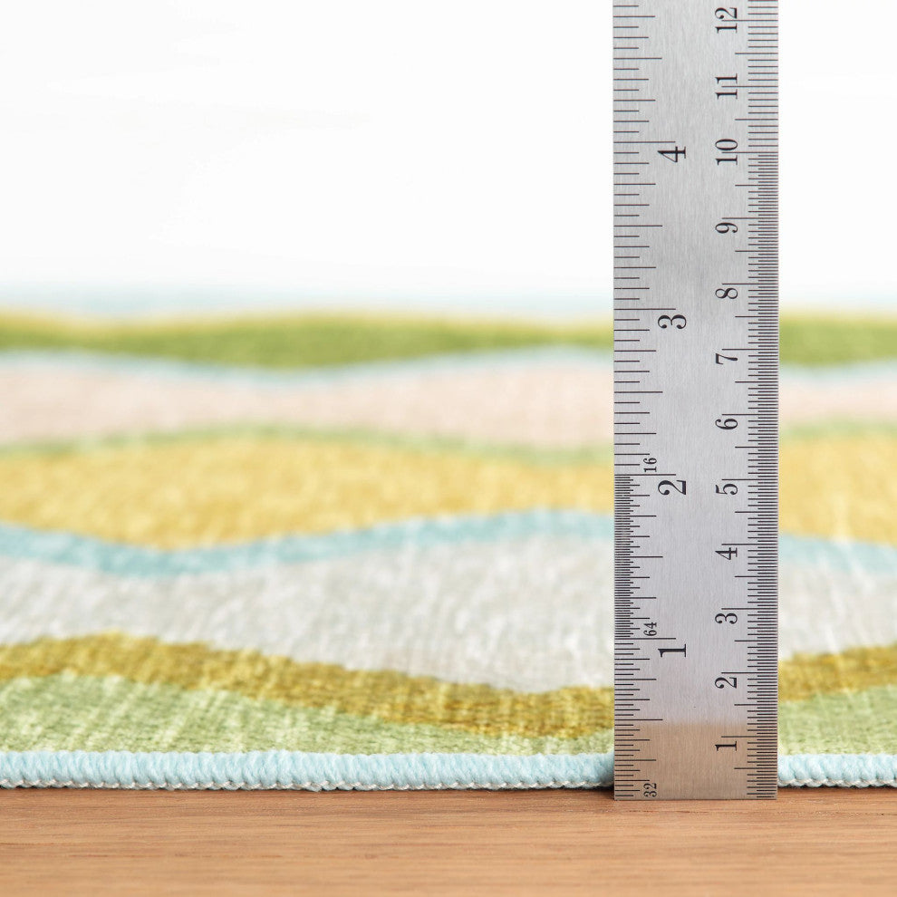 Kit Kemp x Dash & Albert Safety Net Green Machine Washable Rug, Multi, 2' x 3'