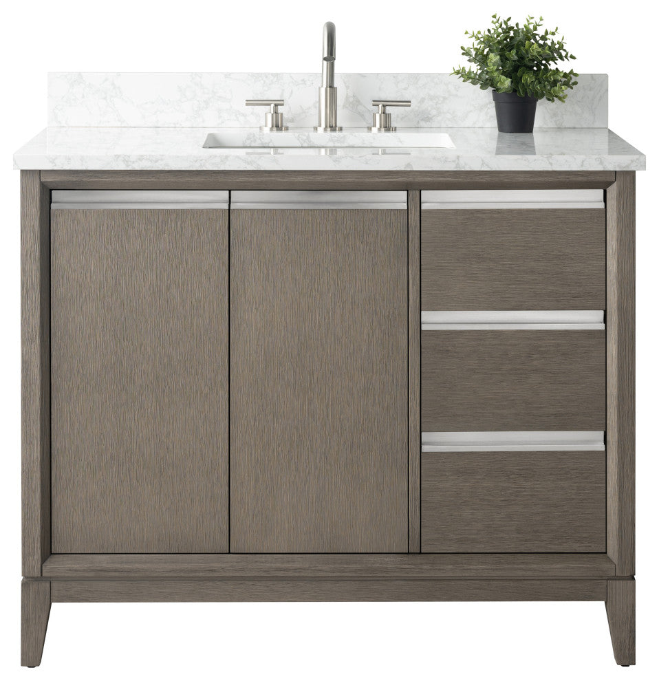 Vanity Art Bathroom Vanity With Sink, Driftwood Gray, 42" Single