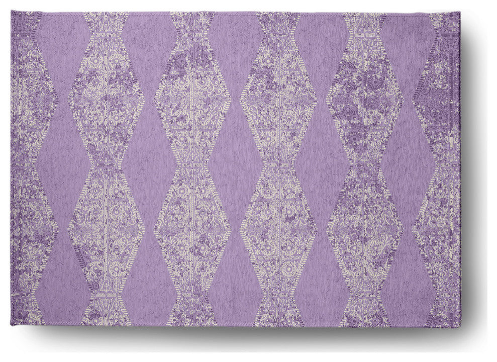 Pyramid Stripe Chenille Rug, Purple, 5'x7'