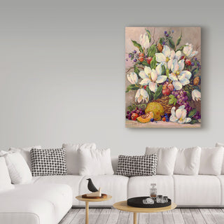 Barbara Mock 'Fruit And Magnolias' Canvas Art