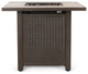 Larry Outdoor 40,000 BTU Iron Square Fire Pit, Dark Brown/Brown Wood Grain