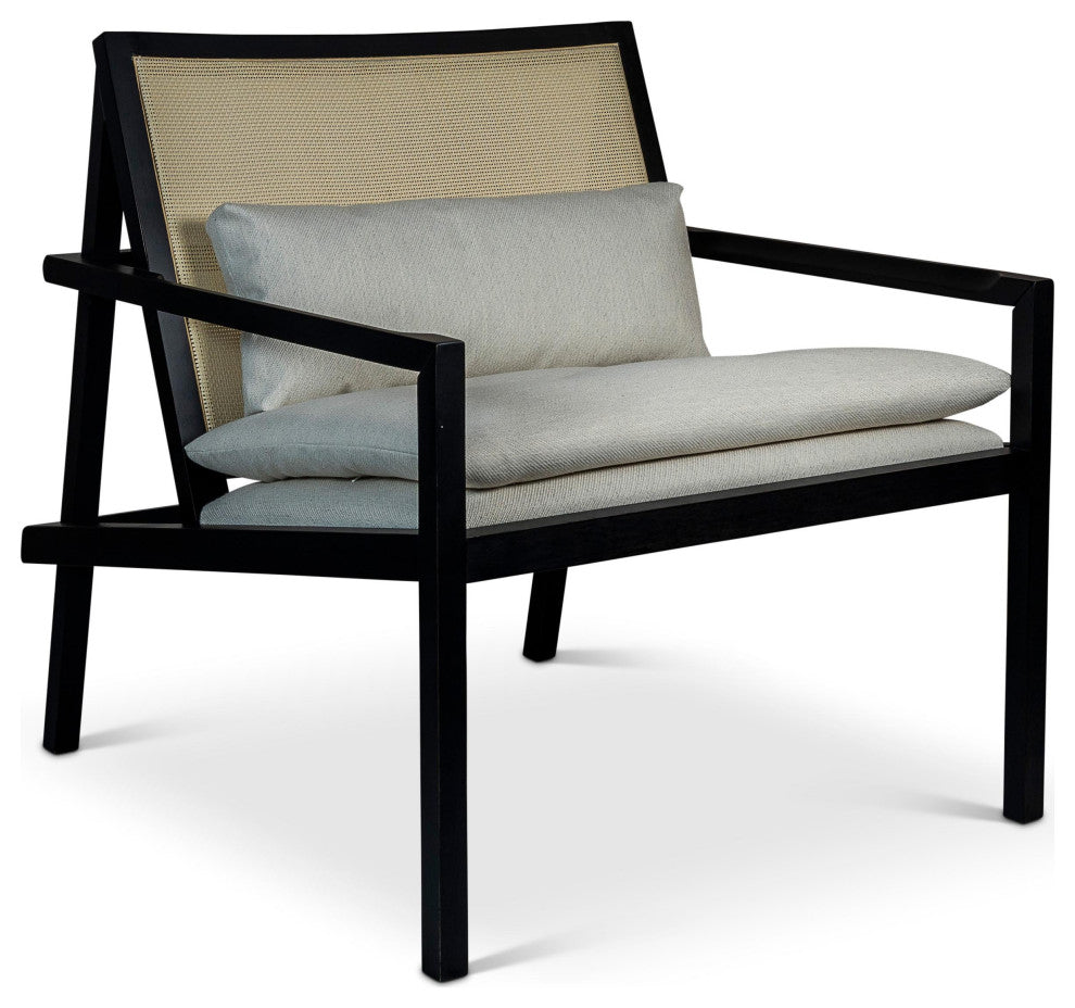 Modern Brazilian, Barra, Cane Lounge Chair, Black/Natural/Chalk
