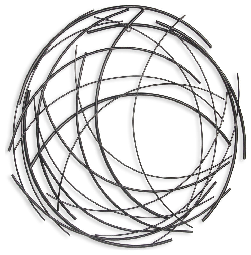 Denine Black Abstract Round Wall Art