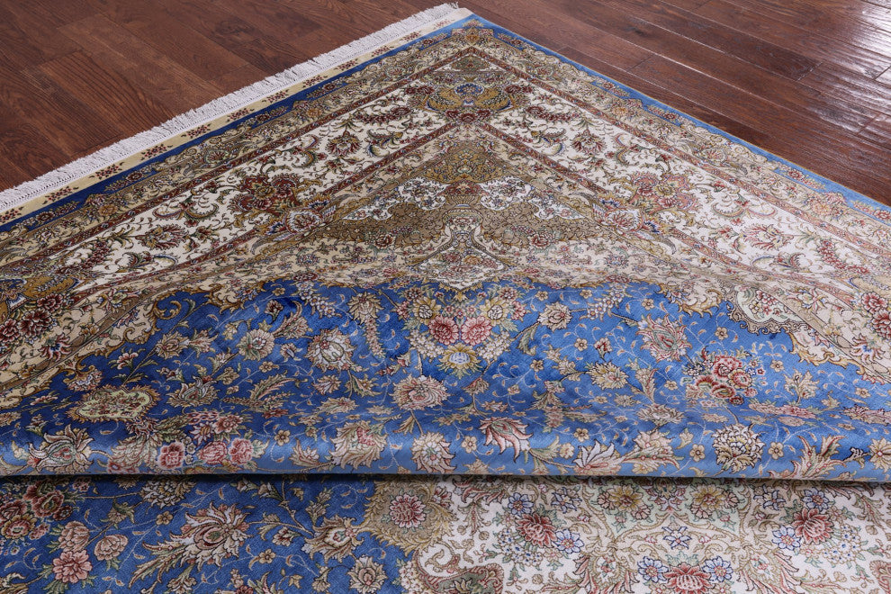 9' 0" X 12' 0'' Hand Knotted High End Persian 100% Silk Rug Q4787