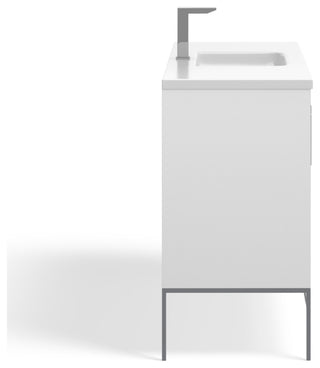 Lockhart Bath Vanity, White, 48", Polished Chrome Hardware, Single Sink, Freestanding