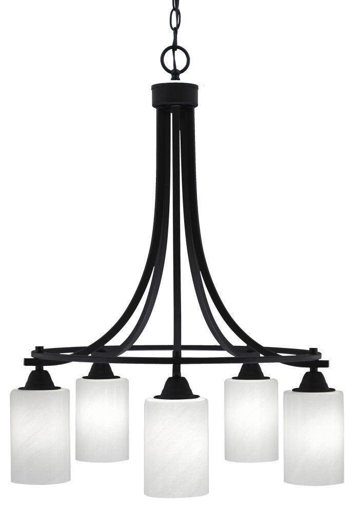 Paramount 5-Light Chandelier, Matte Black, 4" White Marble Glass