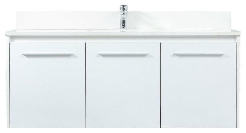 Elegant VF44548MWH-BS 48" Single Bathroom Vanity, White With Backsplash