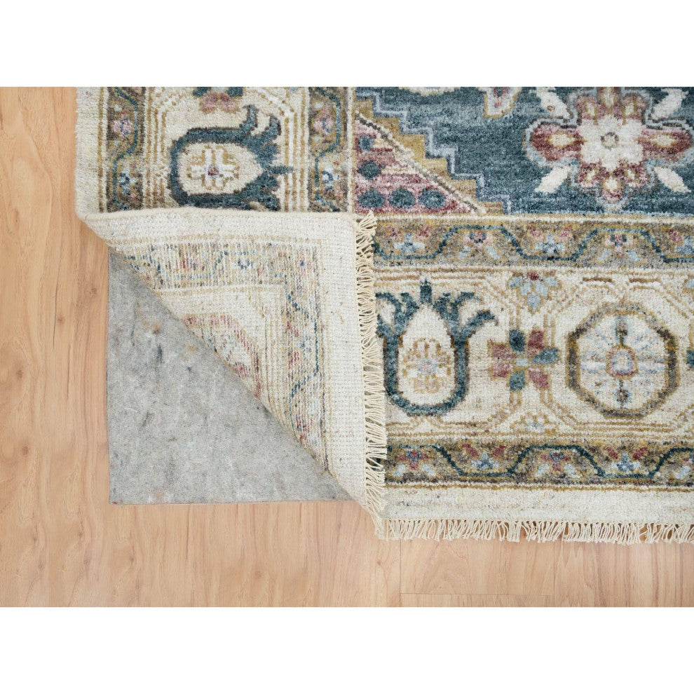 Ivory Hand Knotted Reimagined Persian Viss Design Wool Oriental Rug  7'9"x10'4"