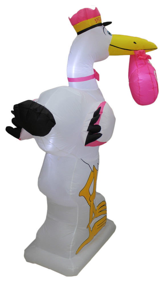 6' Baby Shower Pink Stork Yard Inflatable