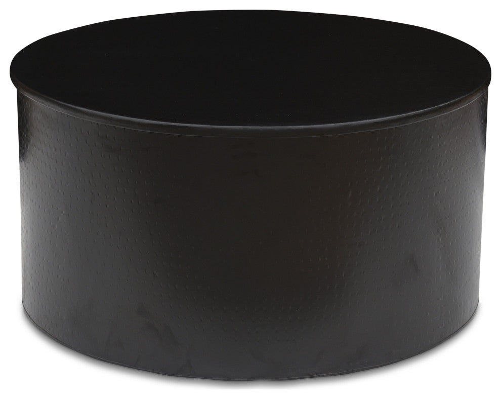 Drum Alevi Black Iron coffee Table with Storage