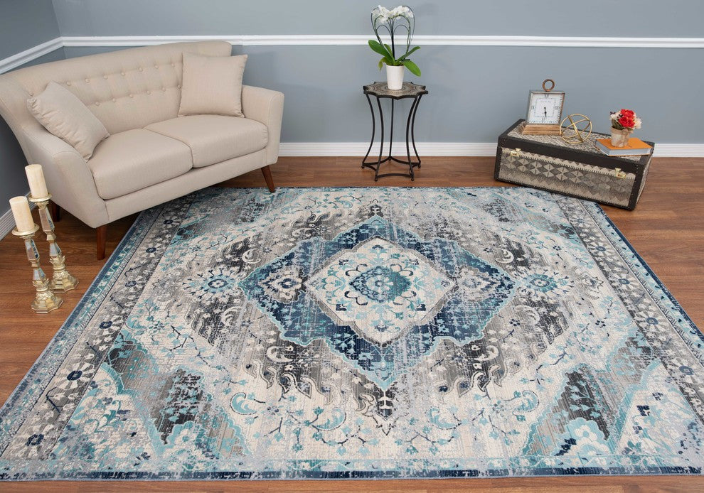Noori Rug High-low Rosalee Silver/Blue Rug