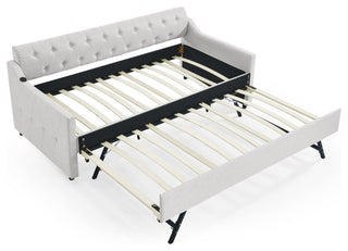Gewnee Twin Size Upholstery DayBed with Twin Size Erectable Trundle