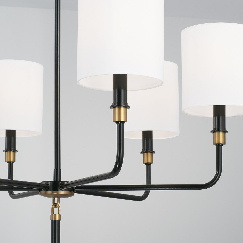 Capital Lighting Beckham 6-Light Chandelier 441961YA-702 Glossy Black/Aged Brass