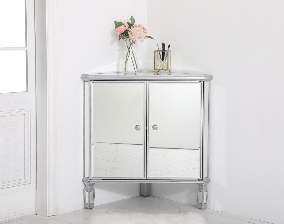 Elegant MF6-1048S 31"Mirrored Corner Cabinet, Silver