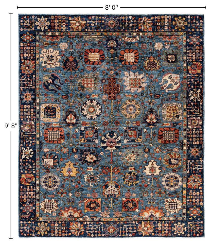 Serapi One-of-a-Kind Hand-Knotted Area Rug Light Blue, 8'0" x 9'8"