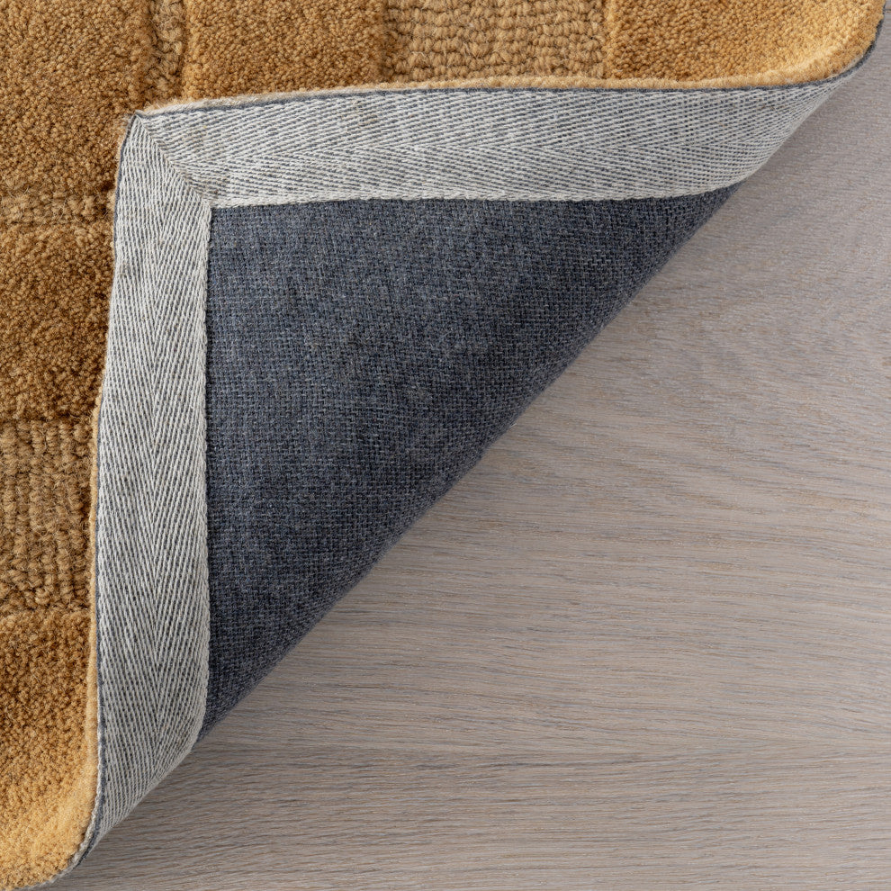 Fritz Checkered Wool Area Rug, Golden Yellow 5' x 8'