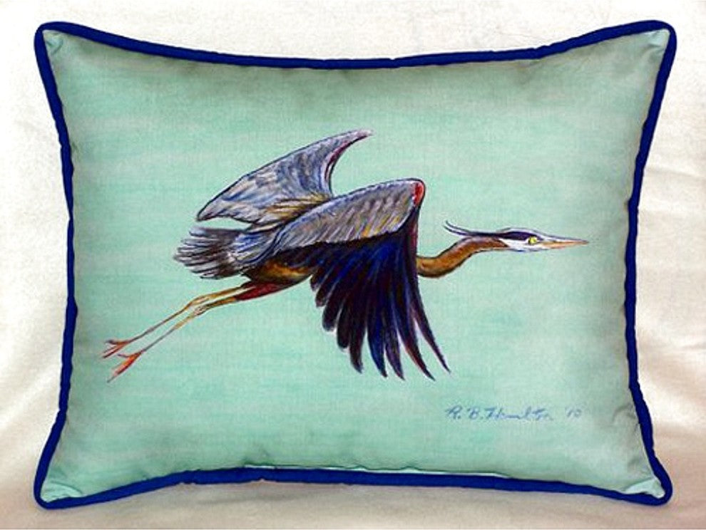 Flying Blue Heron - Teal Extra Large Zippered Pillow 20x24