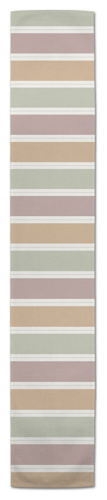 Soft Neutral Stripes 16x90 Cotton Twill Runner