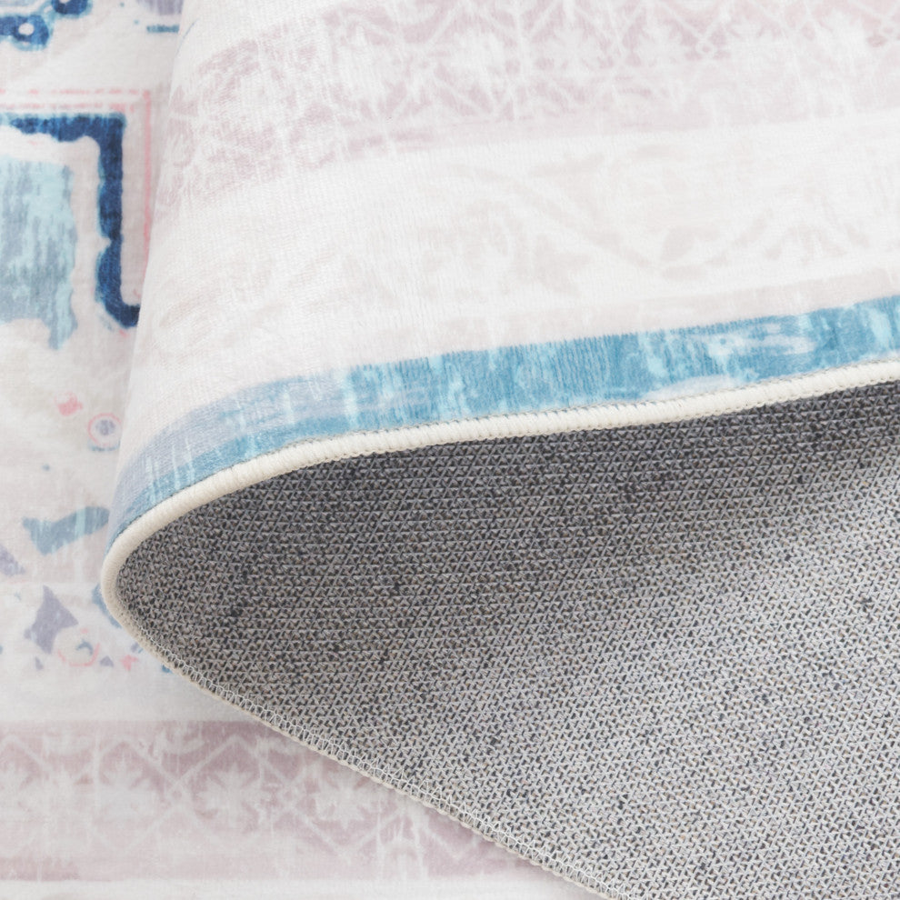 Safavieh Arizona Machine-Washable Collection ARZ324 Rug, Ivory/Aqua, 8'x10'