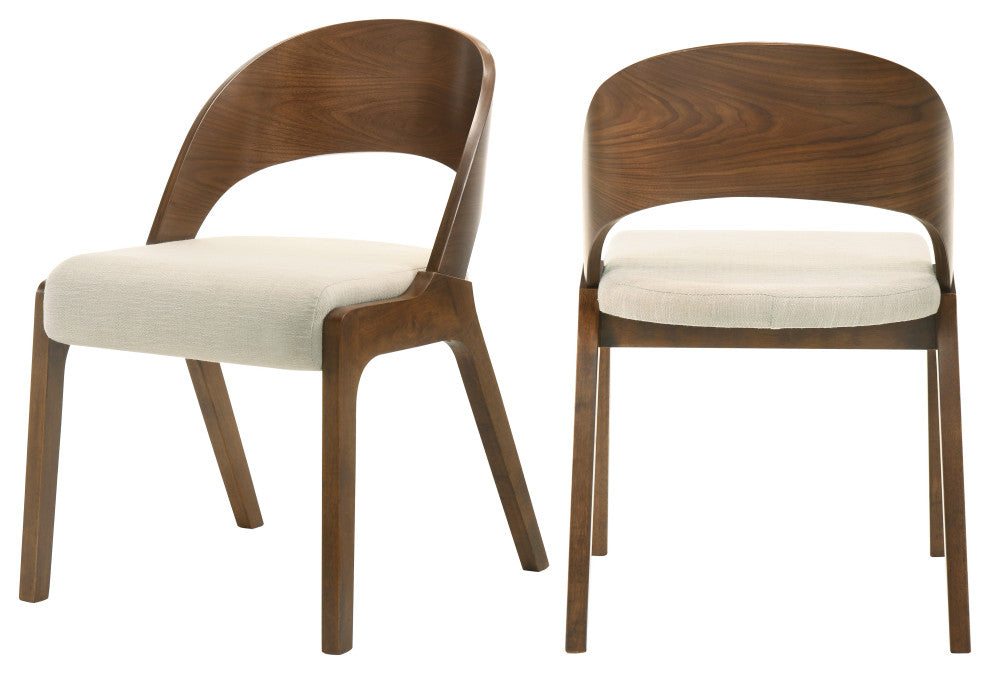 Woodson Linen-Like Polyester Dining Chair (Set of 2), Beige