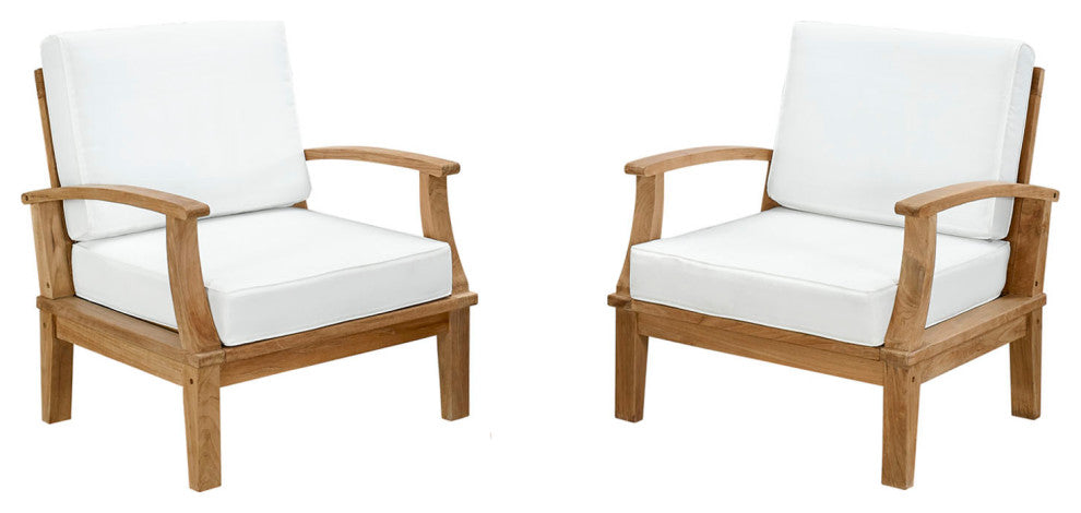 Marina 2 Piece Outdoor Patio Teak Set, Natural White