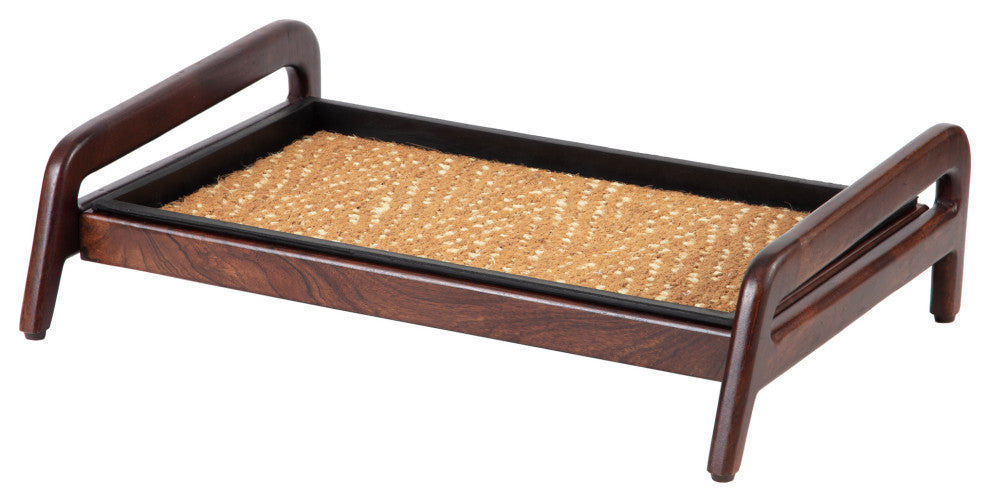 Single-Tier Brown Stand With 2-Pair Rubber Boot Tray Mersey