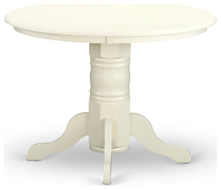 5Pc Dining Set 4 Chairs, Table, Slatted Chair Back Linen White Finish