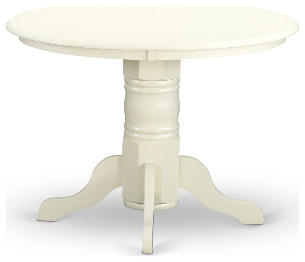 5Pc Dining Set 4 Chairs, Table, Slatted Chair Back Linen White Finish