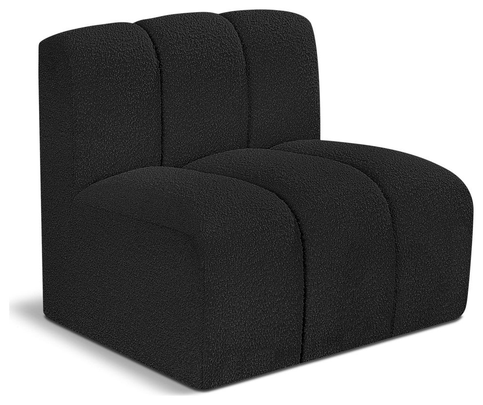 Arc Upholstered Modular Component, Black, 1-Piece: Straight Chair, Boucle Fabric