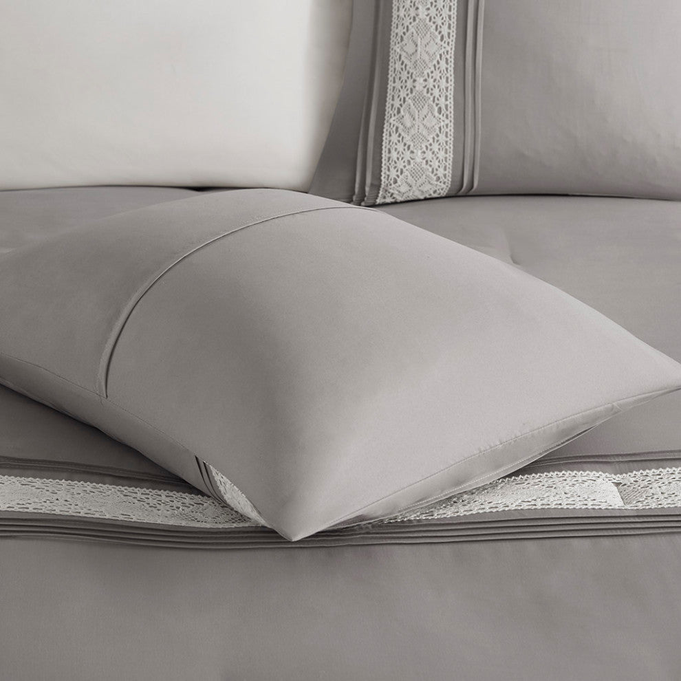 Madison Park Lacey 7 Piece Lace Trim Comforter Set With Throw Pillows