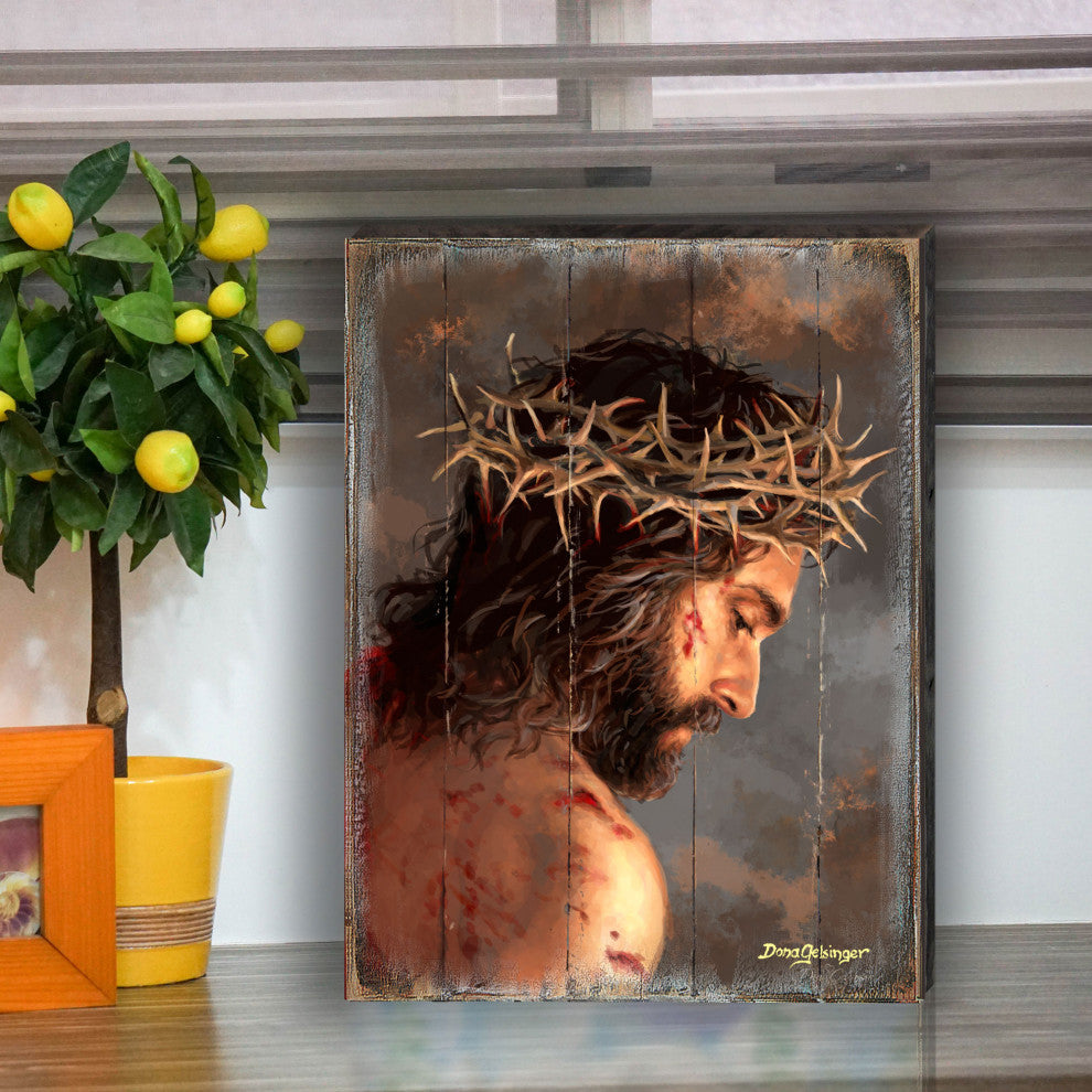 Solemn Night Jesus Wooden Wall Art, Large 24x18