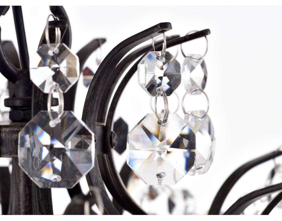 Silvia Antique Black 3-light Crystal Chandelier