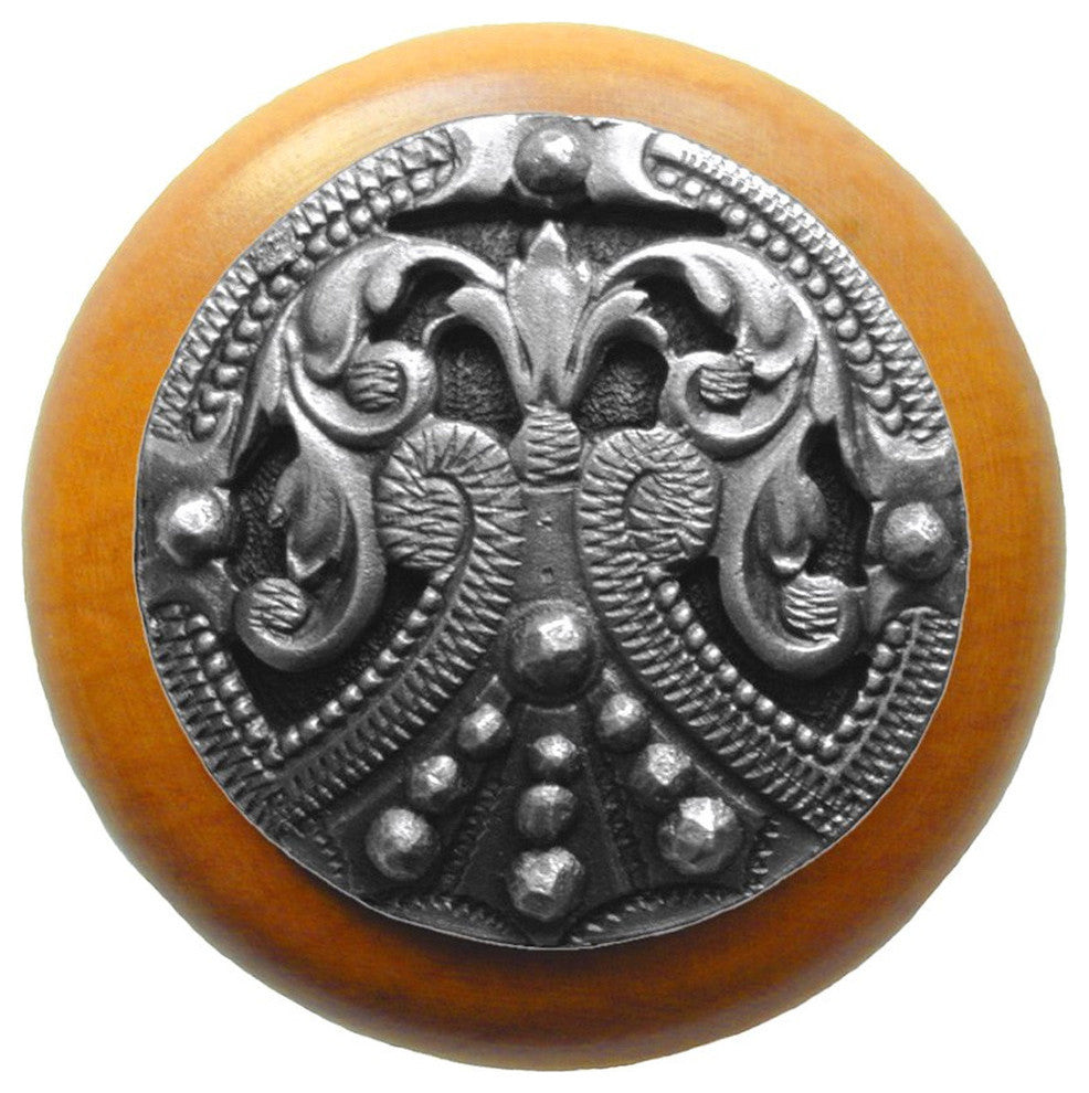 Regal-Crest Maple Wood Knob, Antique-Style Pewter
