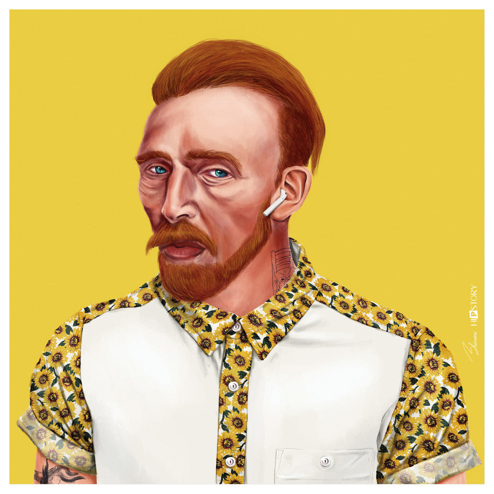 "Hip Vincent Van Gogh" Frameless Reverse Printed Tempered Art Glass Wall Art