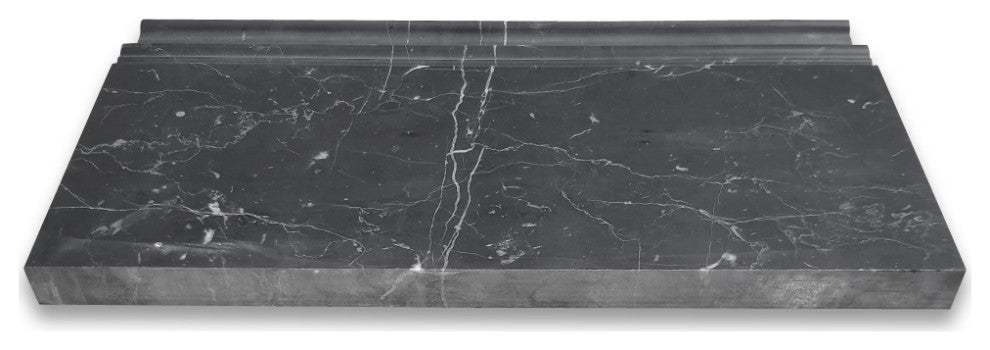 Nero Marquina Black Marble 6x12 Skirting Baseboard Trim Molding Honed, 1 piece