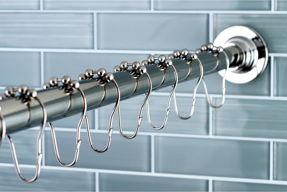 Kingston Brass Adjustable Shower Curtain Rod With Ring Combo, Polished Chrome