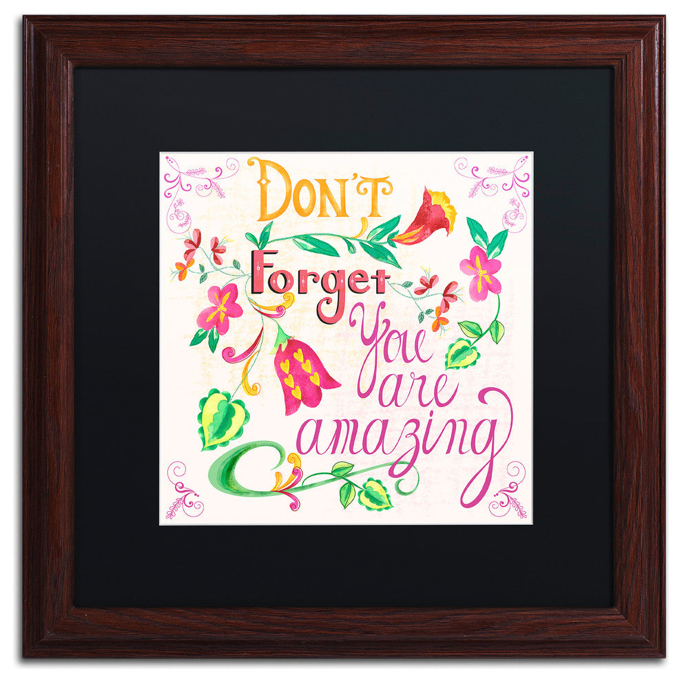 Lisa Powell Braun 'You Are Amazing' Art, Wood Frame, Black Mat, 16x16