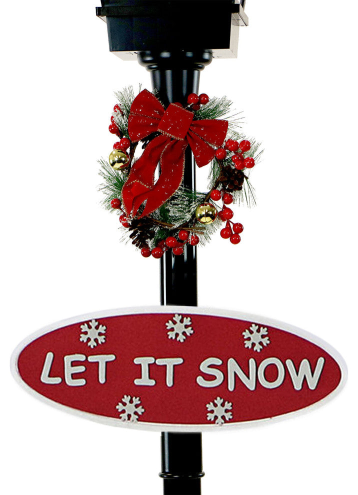 Let It Snow 71" Lamp, Black, Car, 2 Signs, Cascading Snow, Holiday Carols
