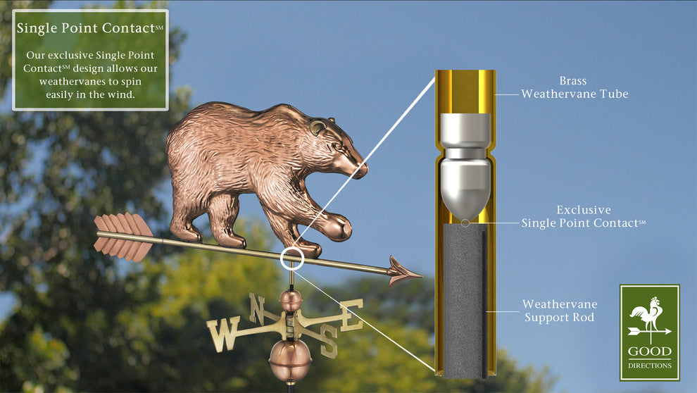 Bear Weathervane With Arrow, Pure Copper