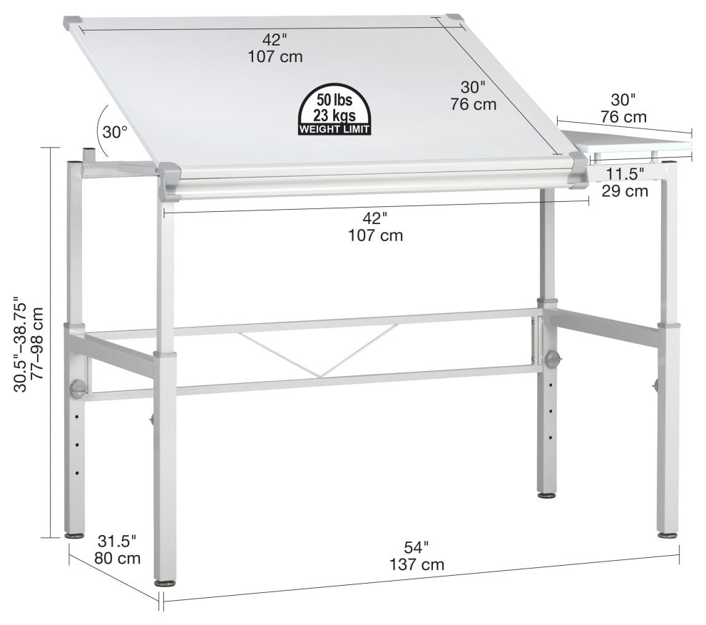 Graphix II Workstation, White and Gray, 30"x42"