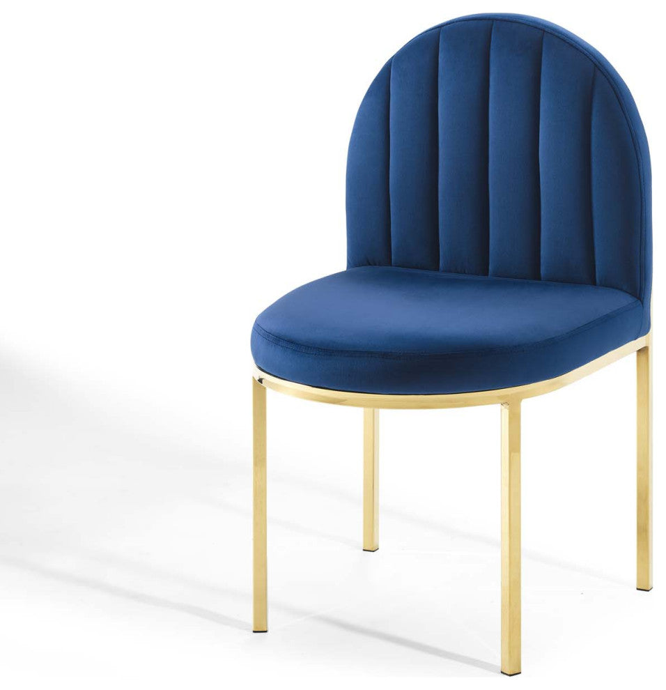 Tufted Side Dining Chair, Velvet, Gold Blue Navy, Modern, Cafe Bistro Restaurant