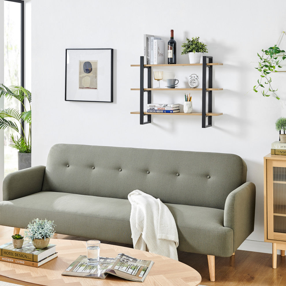 Danya B. Rio Three Tier Modular Floating Bracket Wall Shelf Chestnut