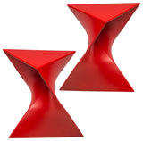 Leisuremod Randolph Modern Triangle Accent Side End Table, Red, Set of 2