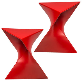 Leisuremod Randolph Modern Triangle Accent Side End Table, Red, Set of 2