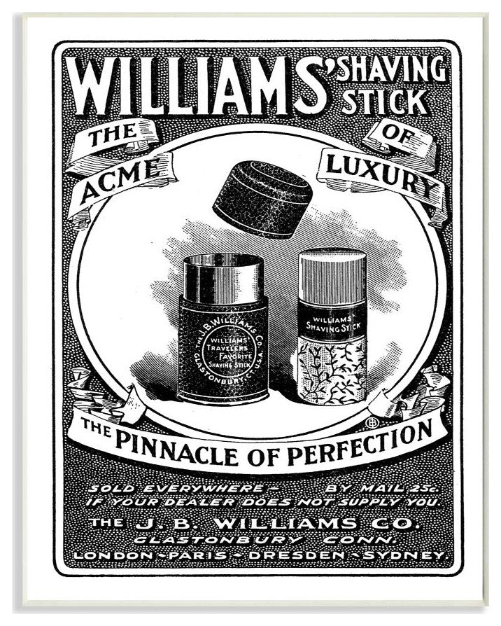 Shaving Advertisement Vintage Black And White Design, 13"x19"
