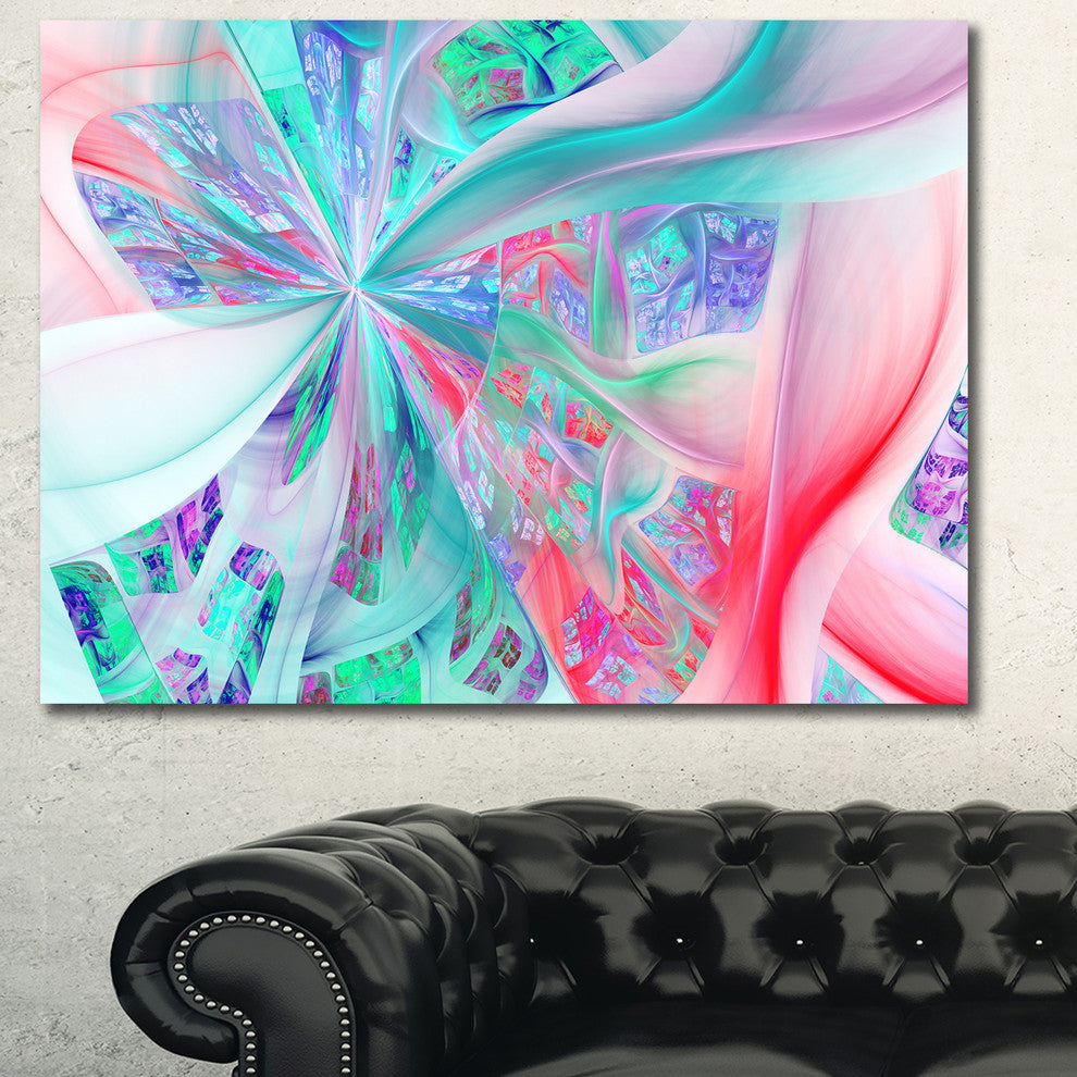 Multi Color Fractal Exotic Plant Stems, Oversized Abstract Canvas Print, 60x40