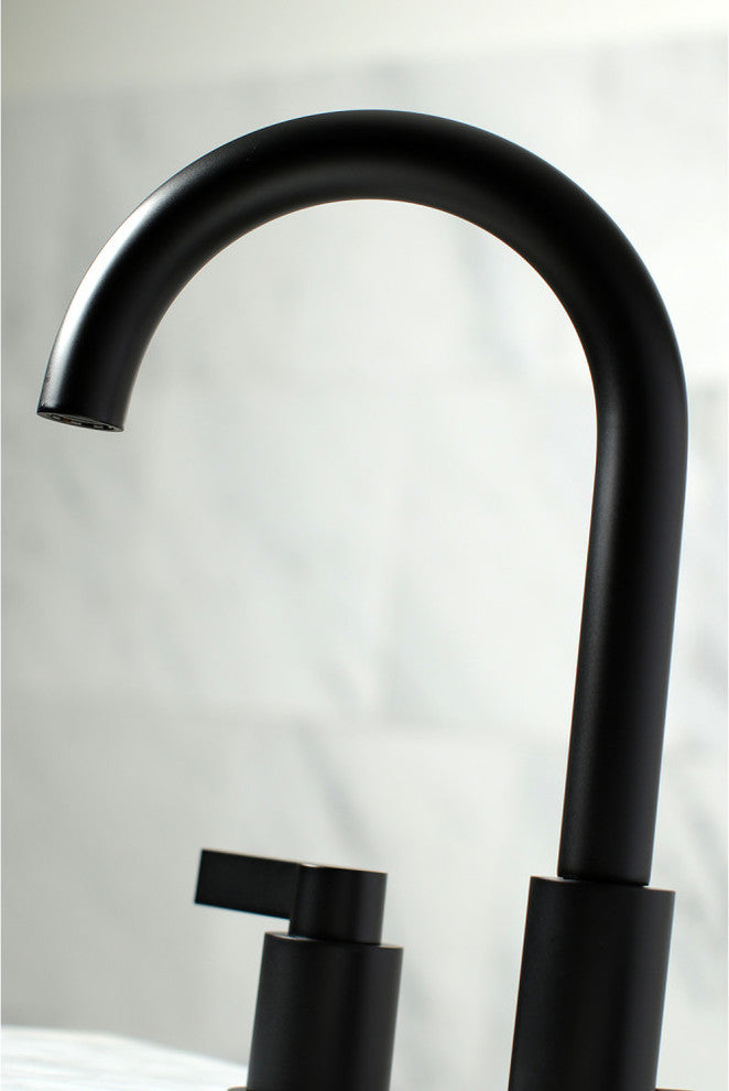 Widespread Bathroom Faucet, Brass Pop-Up, Matte Black