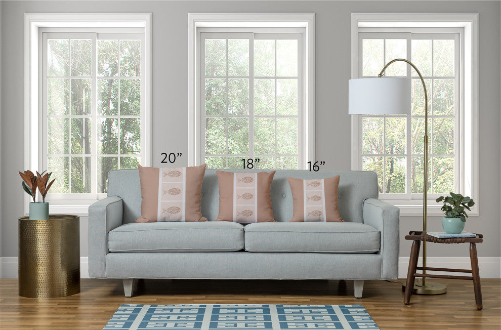 18x18" Greek Key Patterned Nautical Decorative Indoor Pillow, Shark Blue